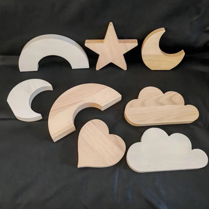 Formes découpées épaisses en bois non fini Ornements en bois Artisanat de bricolage