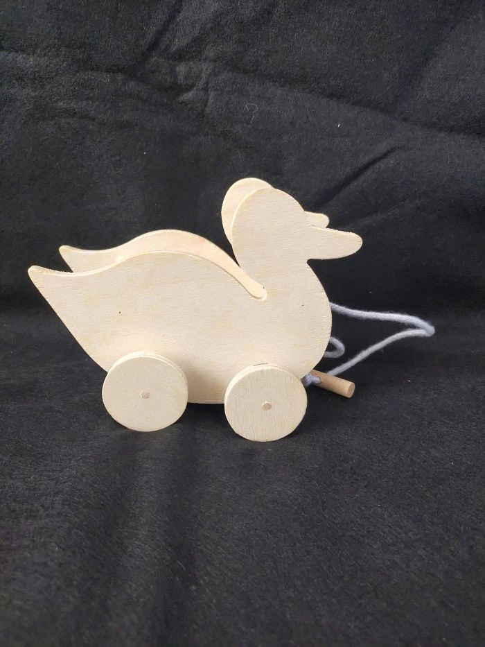 Unfinished Wood Cutout Pull Duck For Spring